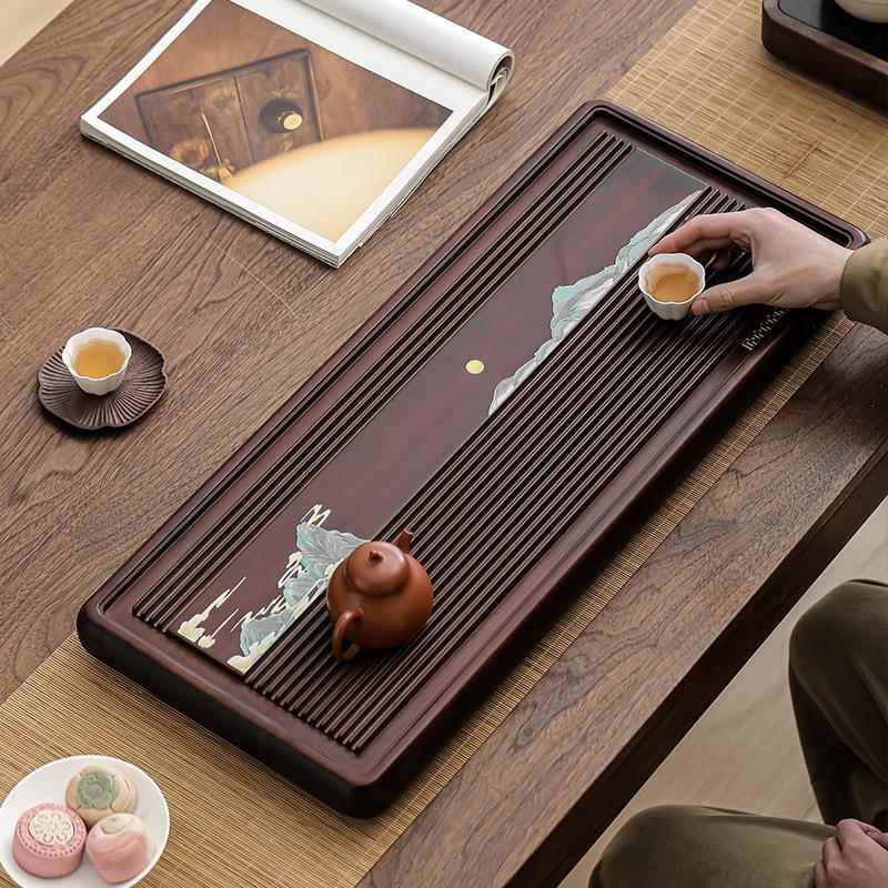 重茶盘家仿用竹电带木干泡茶台托盘整块办公室泡茶盘排艺致凌云水
