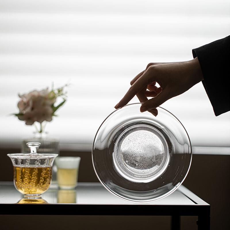 手工琉璃气泡壶承茶托盘日式干泡台养壶垫玻璃杯垫盖碗托盘