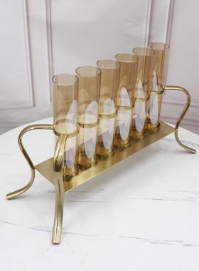 美式轻奢玻璃花瓶摆件透明客厅创意家居干花插花电视柜装饰品摆设