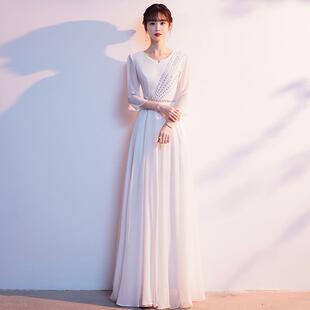 新款大合唱服演出长裙成人舞女台服歌装合唱团学生诗朗诵礼服服连