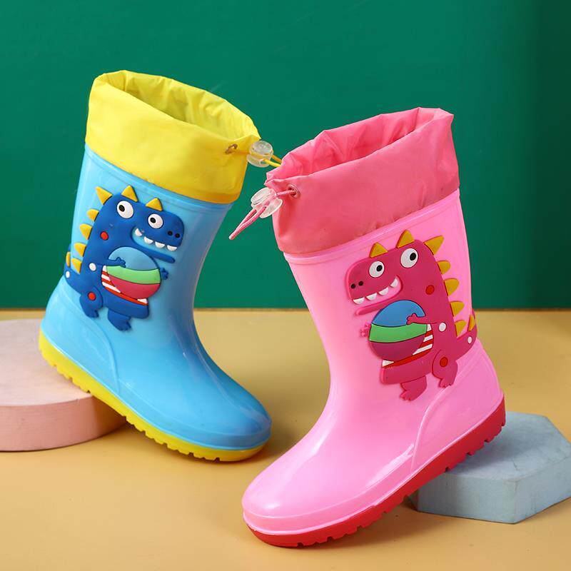 1-16 YEARS OLD CHILDRENS HIGH-TOP RAIN BOOTS DINOSAUR CARTOON WATER BOOTS NON-SLIP SOFT BOTTOM WATERPROOF SHOES BOYS AND GIRLS TODDLER RUBBER SHOES