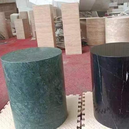 轻奢客厅大花绿平面圆柱桌卧室边几床头柜小桌子现代简约圆形茶几