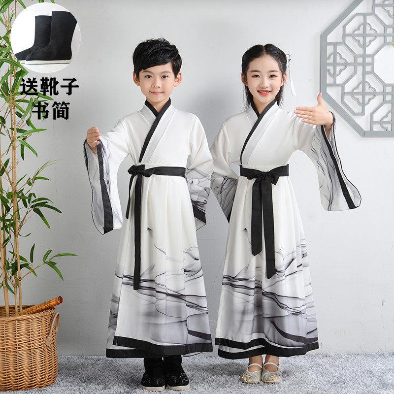 六一儿童古装汉服国学服男女书童中国风小学生三字经朗诵演出服装图片
