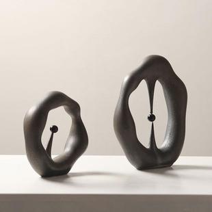 现代约创意抽象简几何圆圈摆件VIE样板间酒店客摆厅书架装 桌面饰