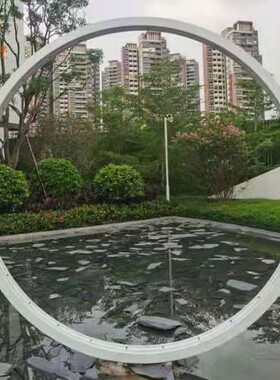 简约户外不锈钢圆圈景观水景雕塑公园园林商场酒店创意艺术摆件