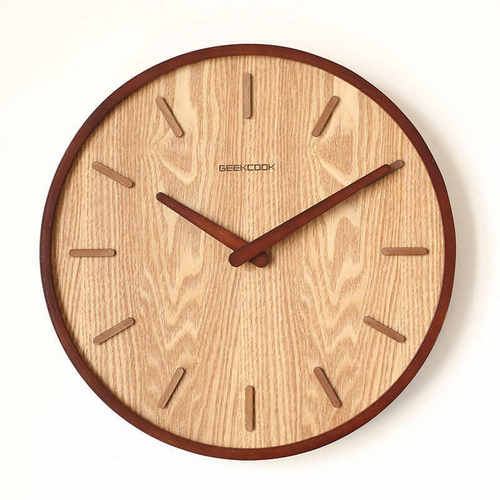l1s日式小众艺术静音挂钟客厅卧室简约现代北欧挂表家用石英钟圆