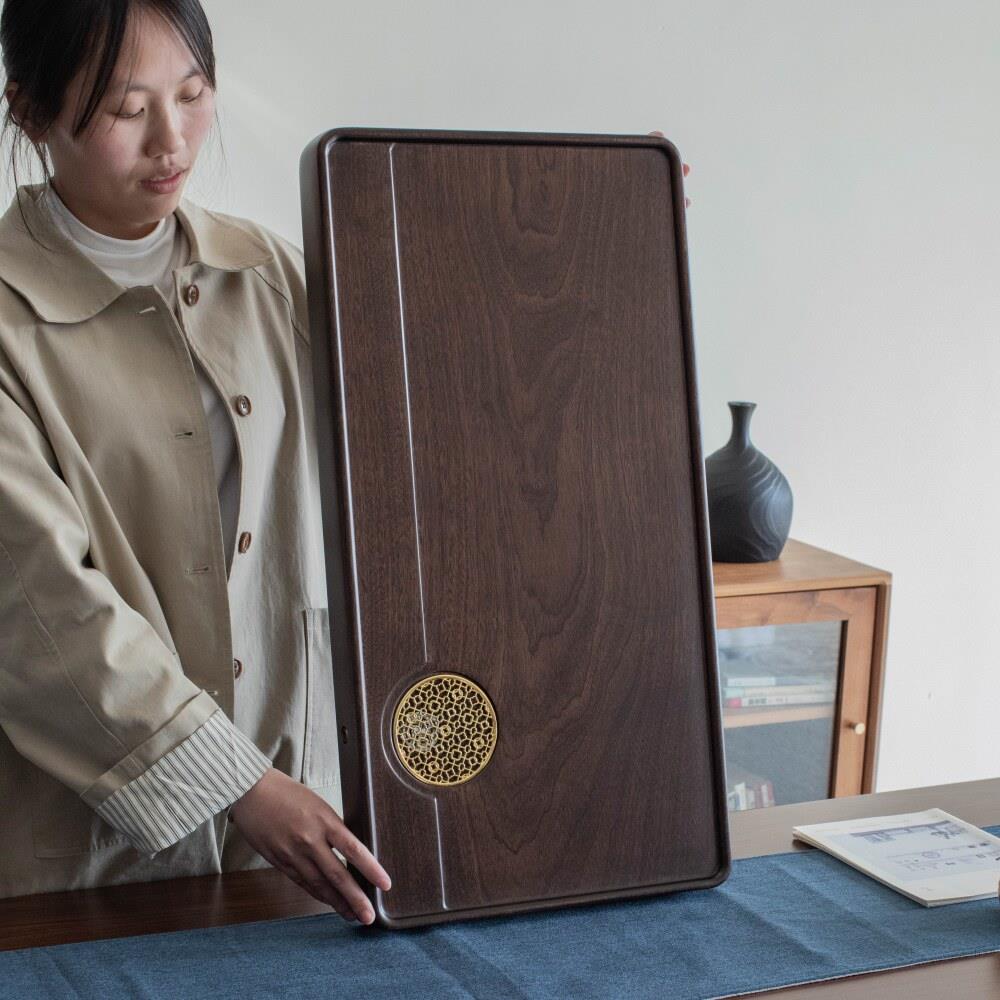 茶盘2025新款家用茶托 托盘茶海 整块乌檀木实木茶具小型茶台干泡