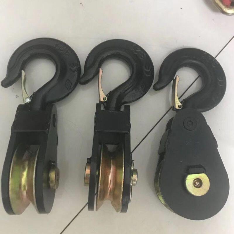 粤海程力救援清障汽车配件起重钢丝绳钩子推车液压绞盘万向滑轮带