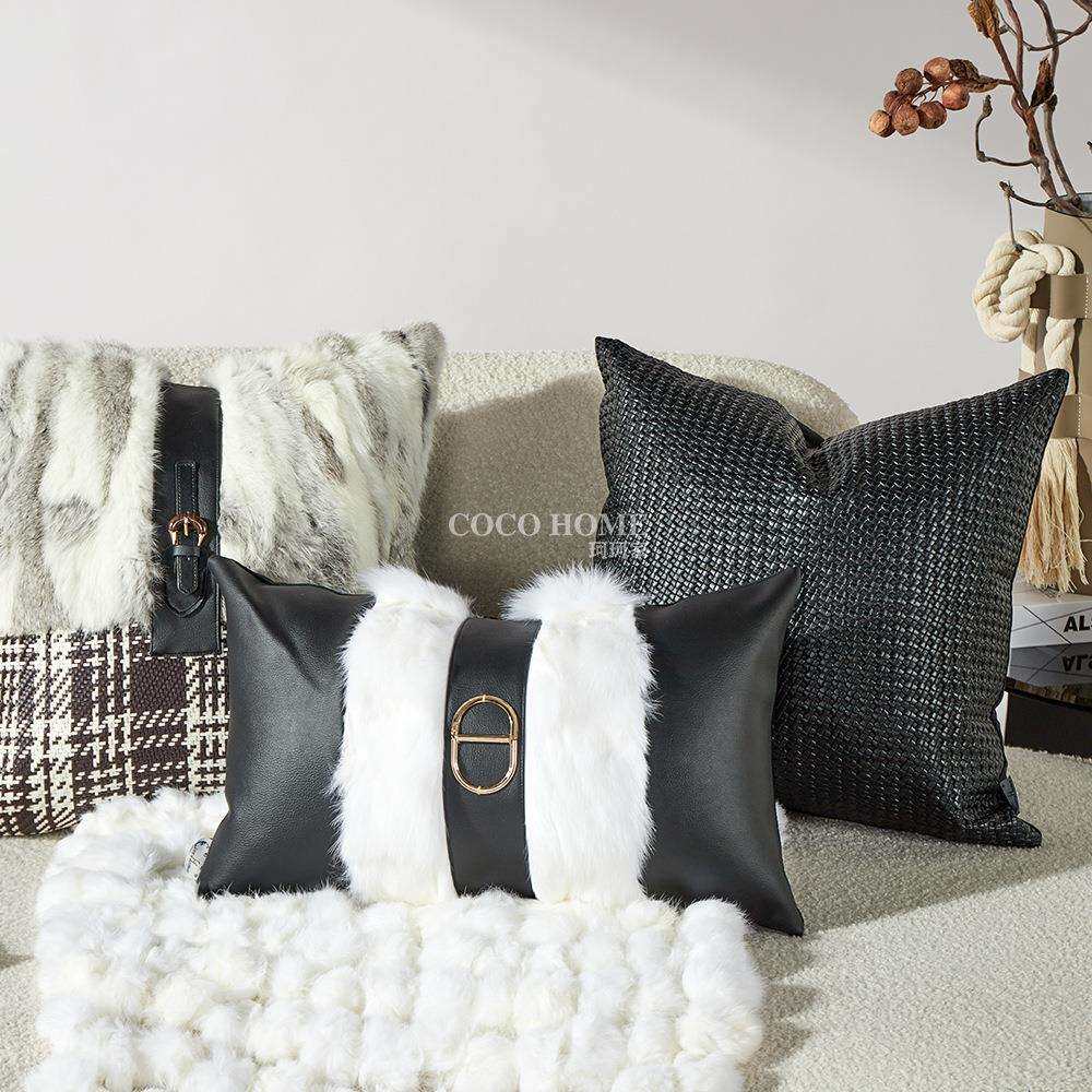 现代简约黑白抱枕套装几何动物图案靠枕沙发床头装饰卖场样板间