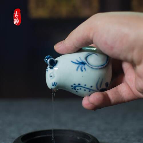 正品动物鼠宝陶瓷绘砚滴文房四书法水盂水手丞砚台研磨墨国水滴画