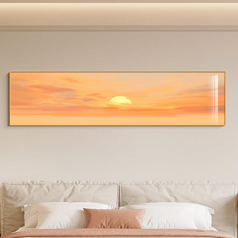 日出东方床头挂画现代简约温馨治愈系卧室装饰画软装太阳客厅壁画