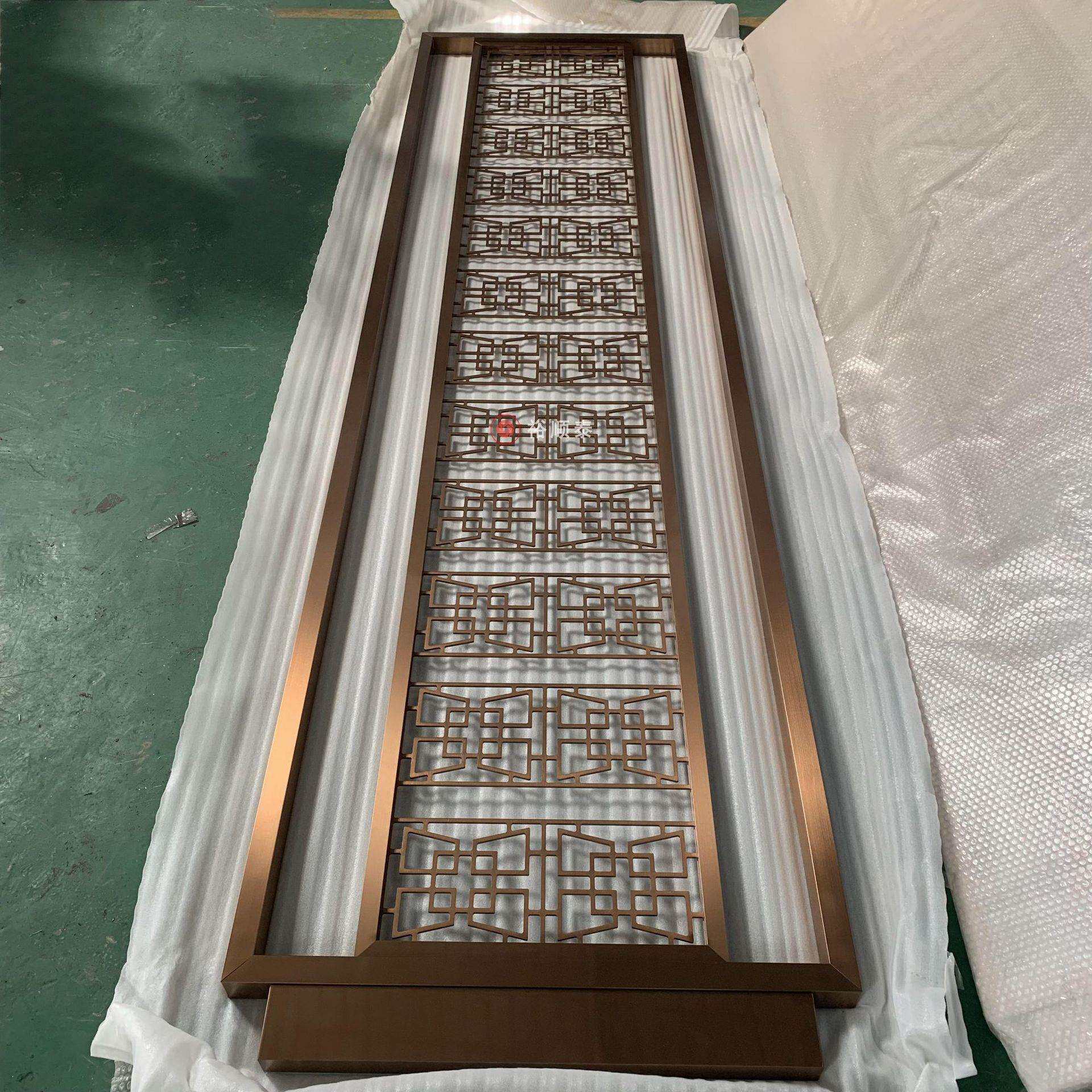售楼处酒店工装新中式金属花格隔断制品厂家装饰不锈钢玄关屏风