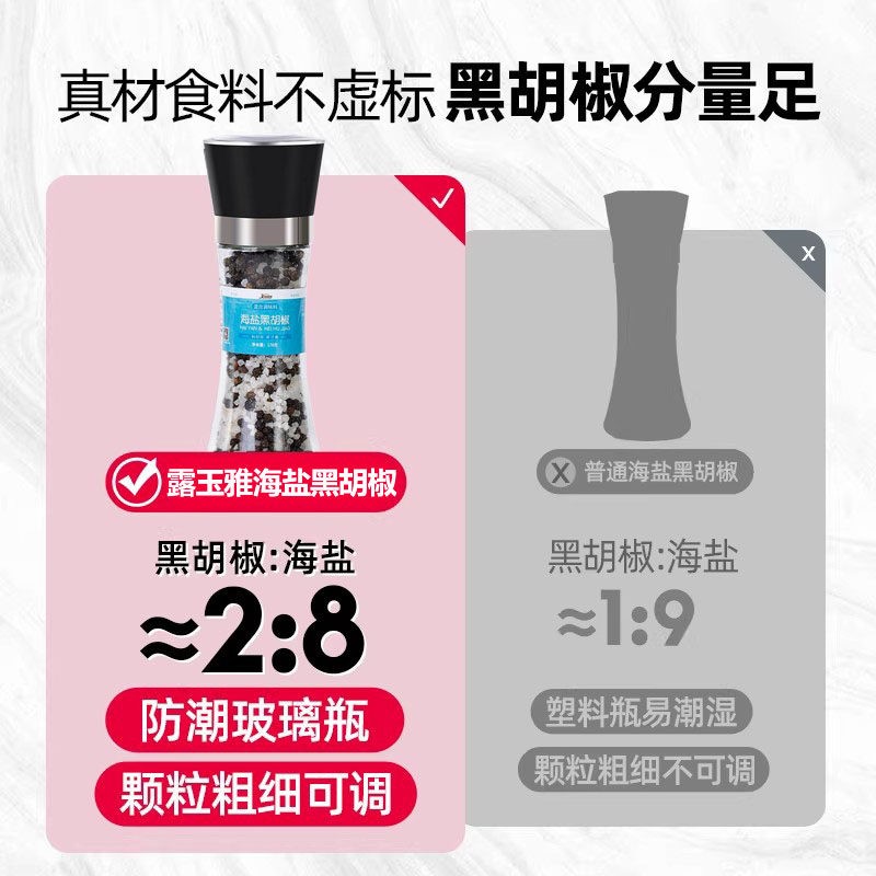 海盐黑胡椒海盐粒研磨欧芹大蒜盐柠檬颗粒西餐腌牛排调料碎胡椒粉