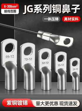 国标JG铜鼻子加厚铜线鼻10平方/16/25/35/50船用加厚铜接线端子