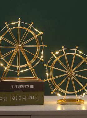 直销新款北欧铁艺摩天轮摆件创意客厅办公室桌面室内电视酒柜装饰