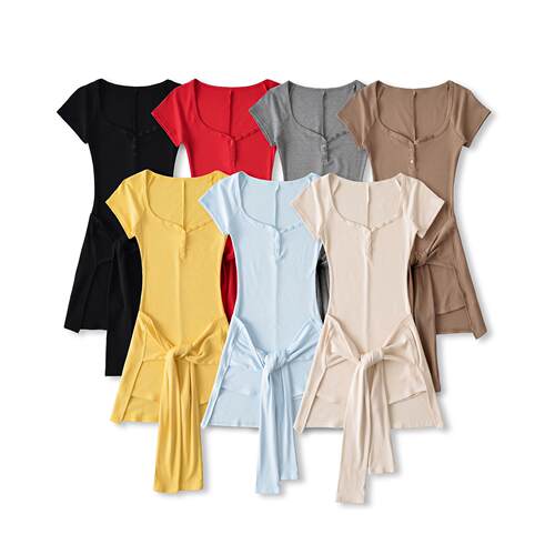 Girl's peach collar short sleeved waist strap jumpsuit