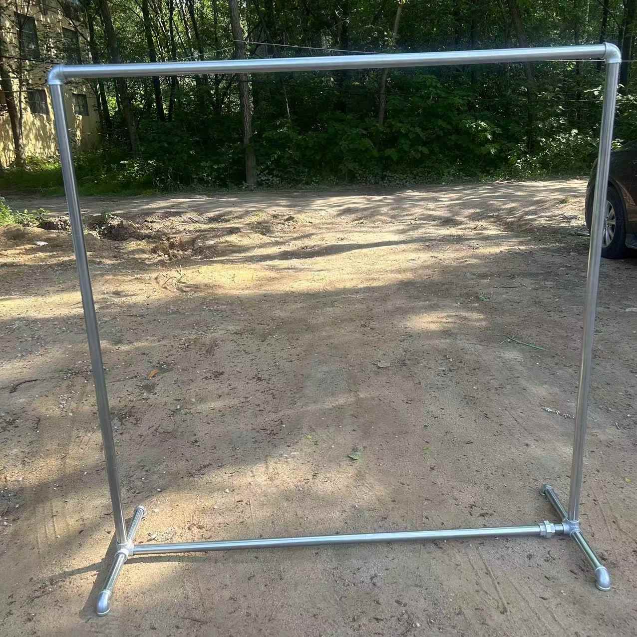 A947服装架展示架地摊落地晒被置地挂衣服单杆镀锌管服装店水管晾