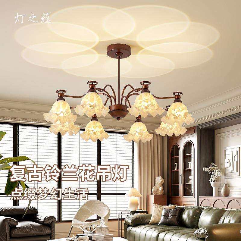 灯之蕴 法式吊灯 中古风铃兰客厅复古灯具复古主灯美式铁艺感