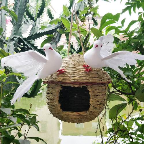 手工草编鸟窝鸟巢鸽子窝八哥鹩哥繁殖窝牡丹旋风虎皮鹦鹉花园用品