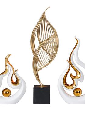 火焰蒸蒸日上创意抽象摆件办公室酒柜玄关电视柜家居陶瓷工艺品