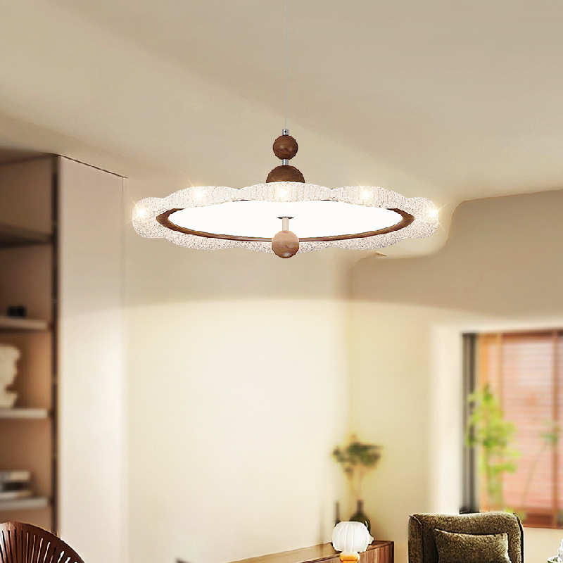 法式中古奶油风餐厅吊灯轻奢餐桌灯创意高级感饭厅吧台护眼吸顶灯