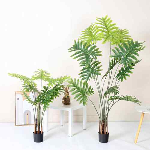 仿真喜林芋春芋假绿内植盆栽室客组仿真绿植合厅景落地装饰摆造件
