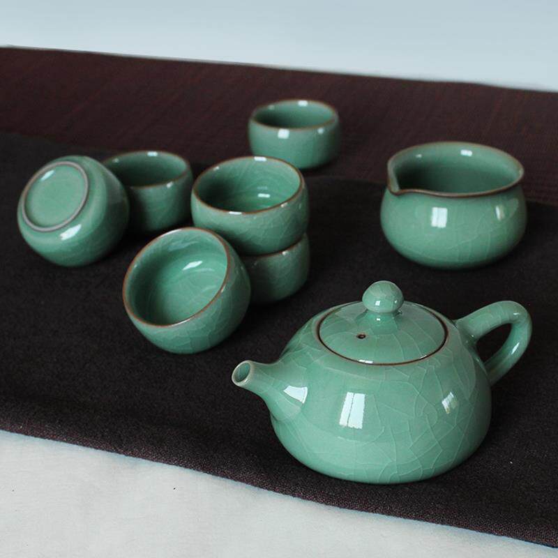 正品宣窑龙泉江青瓷葛功茶具陶瓷冰裂釉西施壶夫茶杯茶道礼品成套