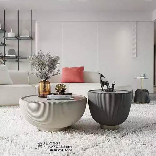 创意个性大师设计岩板茶几小户型时尚港式大小圆几边几咖啡桌茶台