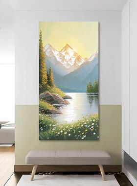 网红水青大芬村水日照金山风景客厅装饰画山绿入户玄画关挂纯手绘