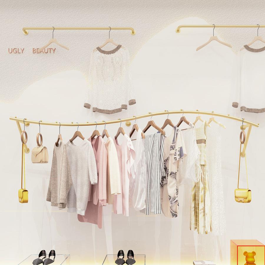 服装展女示架音直播间挂衣架子童架装金色货装抖店佐致(收上墙衣