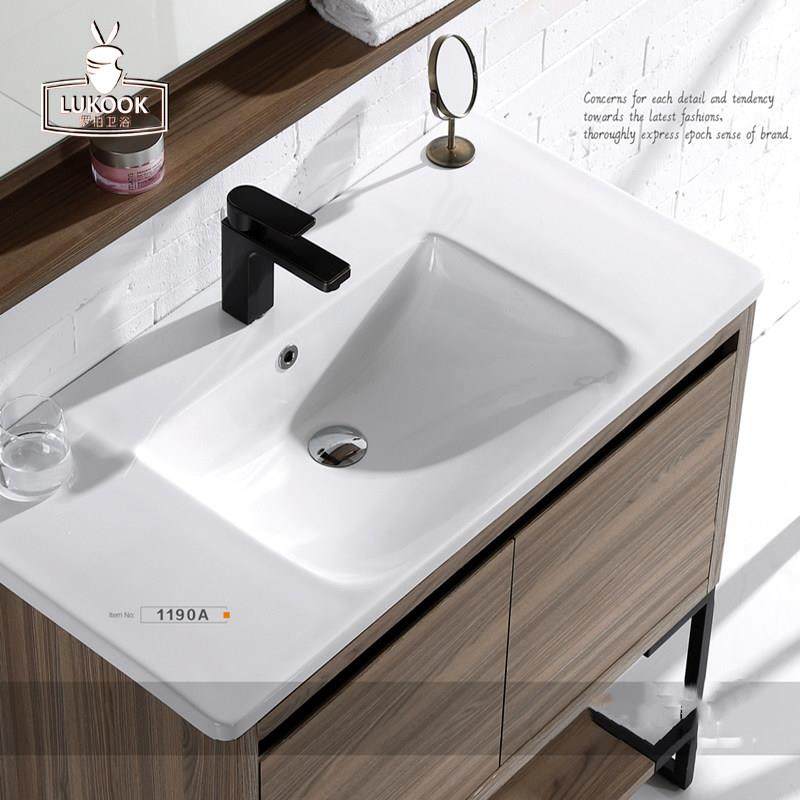 陶瓷薄边柜盆半嵌入式洗手洗脸盆一体成型式台盆浴室薄边盆定制