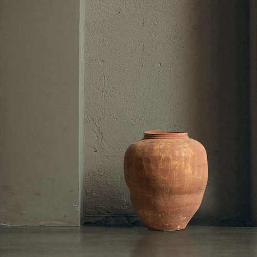 Best west 砖红色粗陶复古做旧陶瓷花瓶摆件高档样板间装饰品花盆