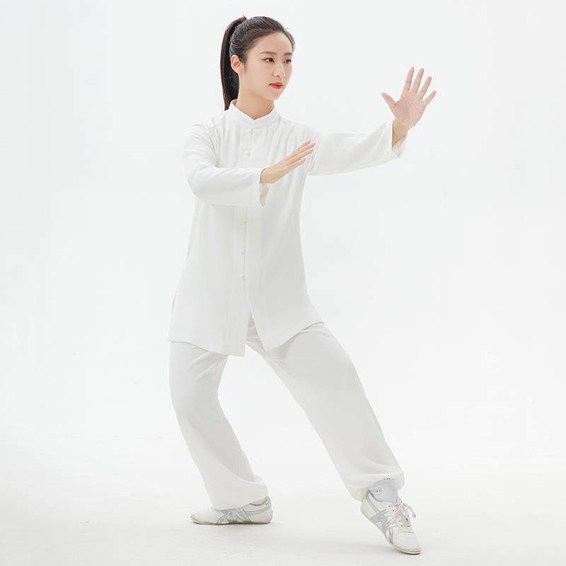 高档道布衣高端蚕太丝麻极服练立领小圆行扣功服武术服团体套装春