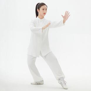 高档道行服布衣端蚕丝麻太极领服立小圆扣练功服武术团体高套装春