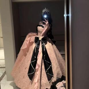 皓月加冕lolita裙子粉色晚礼服女毕业学生日成人礼主持公主裙年会