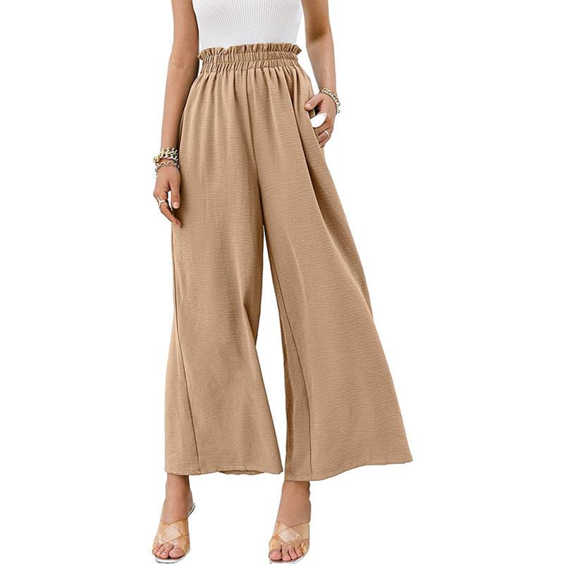 leg high color cotton casual and solid women pants loose