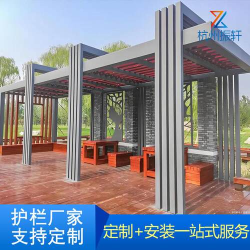 厂家制造大型户外艺术文化不锈钢廊架钢结构异形凉亭园林景观长廊