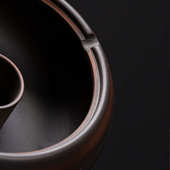 拾念紫陶烟灰缸家用陶瓷带盖防风客厅卧室紫砂大号烟缸防飞灰