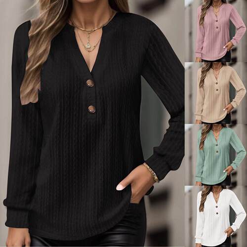 Women's single long sleeved collar T-shirt top