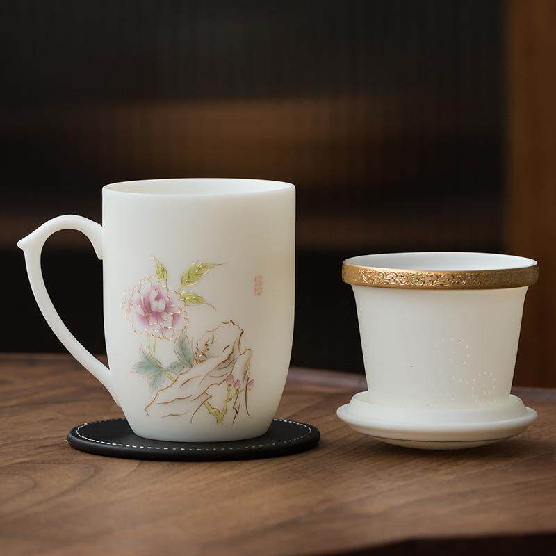 厂茶家直销陶艺公社 羊玉瓷茶DS6565杯泡水分离脂过滤家用办公室