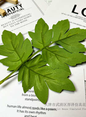 人造牡丹叶仿真单片绿色花叶秋色绢布胶布丝印假花花叶牡丹杆配件