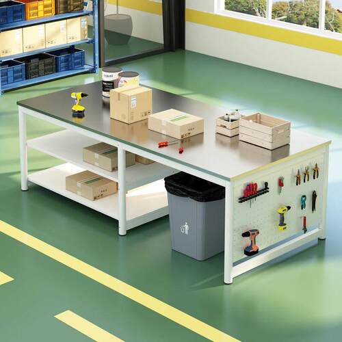 双层不锈钢工作台桌子长方形快递打包裁剪台工厂车间操作包装台面