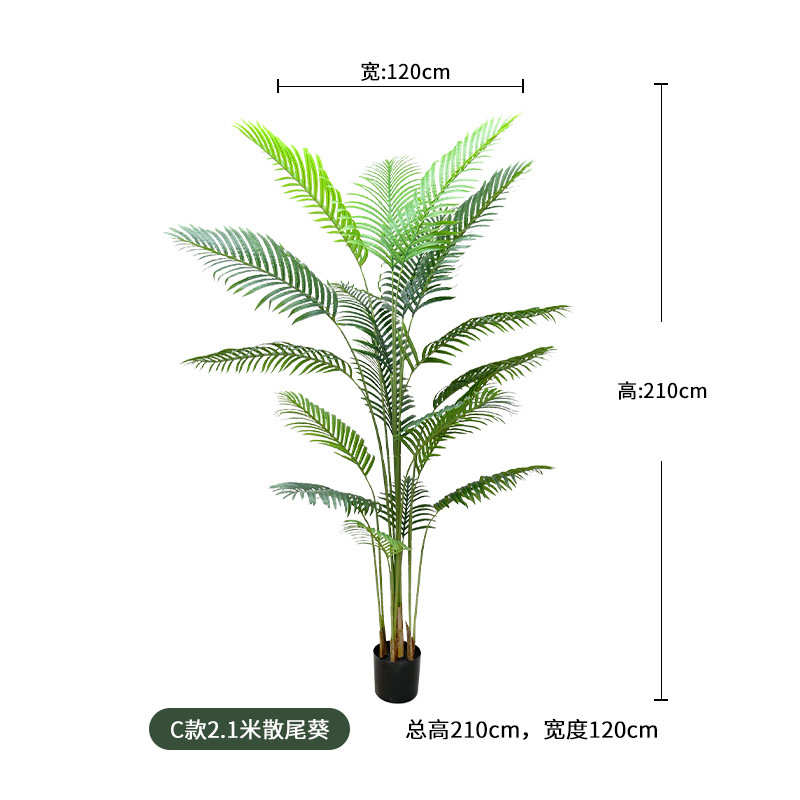 室内贵妃仿真绿葵凤尾盆景现货葵葵尾树假热带盆栽物植散假植北欧