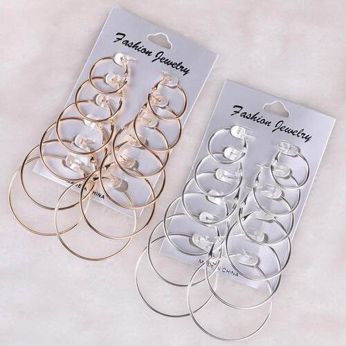 Hoop earrings hoop 6 pairs of earrings圆圈耳环