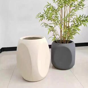现代简约水泥花盆容器家居摆设阳台庭院花卉高盆超大号鎂泥盆盆景
