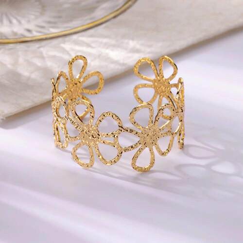 Stainless Steel Bracelet For Women Men Aesthetic Flower Leaf