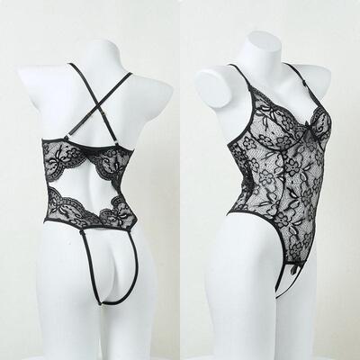 Tease Ease Lace Teddy Bodysuit Women V Backless Cross Strap
