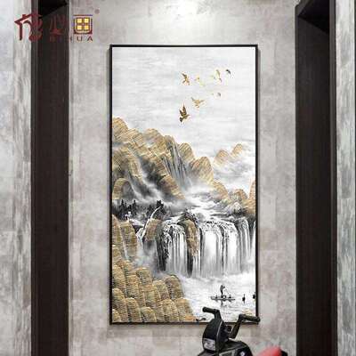 厂壁中式玄关画装饰画新中式抽象玄关AXL-122画竖版禅意挂家家居