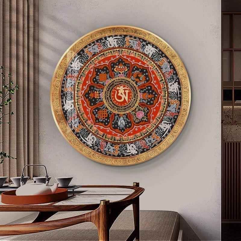 唐卡装饰画六字真言心经入户玄关壁画坛城中堂新中式客厅挂画