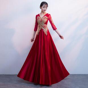 正品合服裙主唱持人礼服2024新团款大合唱演出服指挥服装长晚礼服